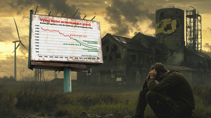 Evropa si nastavila příliš ambiciozní cíle při snižování emisí skleníkových plynů. Země EU se mají stát uhlíkově neutrálními, i když se na světových emisích uhlíku podílí jen 7,3 %. EU tím ohrožuje svou průmyslovou výrobu a celkovou konkurenceschopnost, a to i přestože reálně nemá možnost ovlivnit ani desetinu světových emisí CO₂. Zdroj grafu